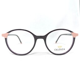 عینک طبی گرد کائوچو دخترانه (زنانه) رنگ بنفش تیره با ترکیب صورتی والنزا
