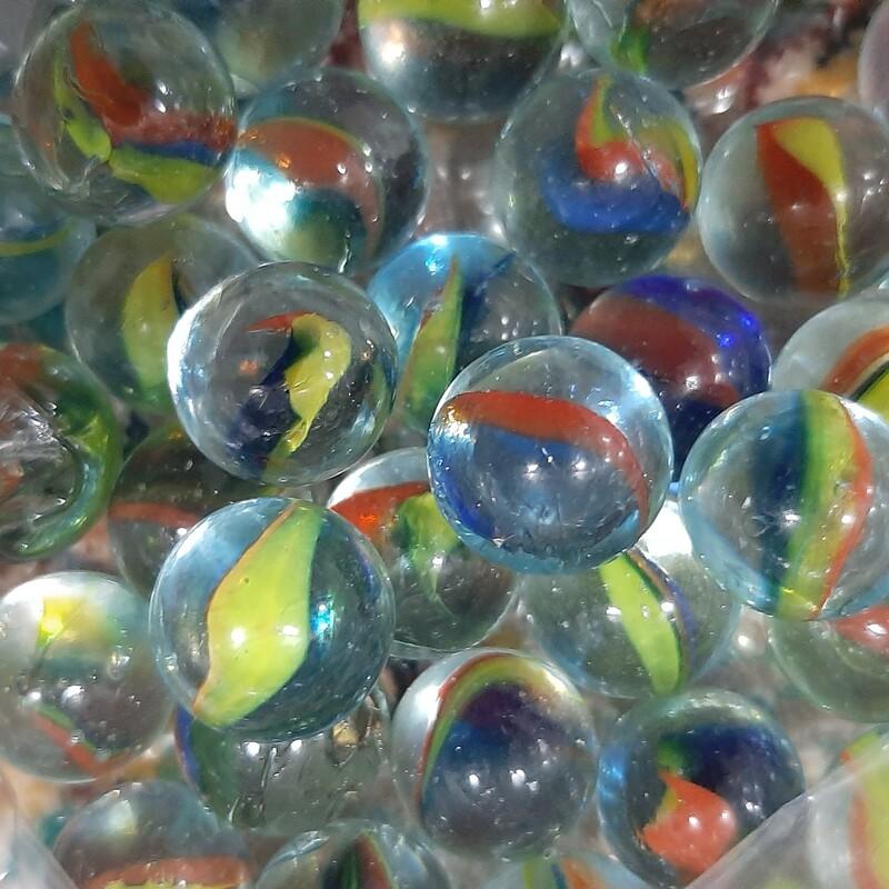تیله شیشه ای سه پر رنگارنگ اسباب بازی بسته 25 عددی