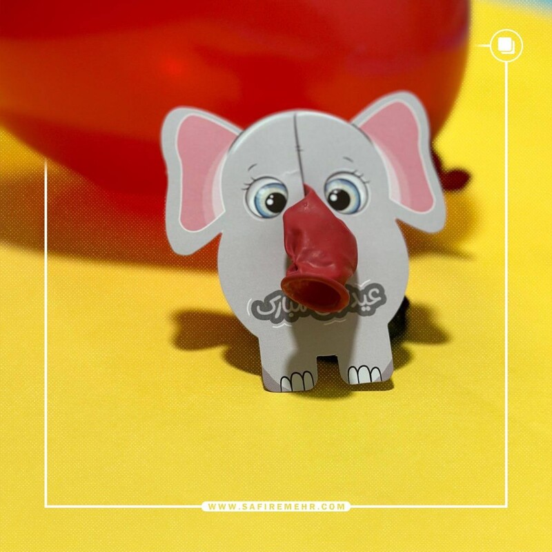 بادکنک رنگارنگ (6رنگ) با کارت فیل و صورتک