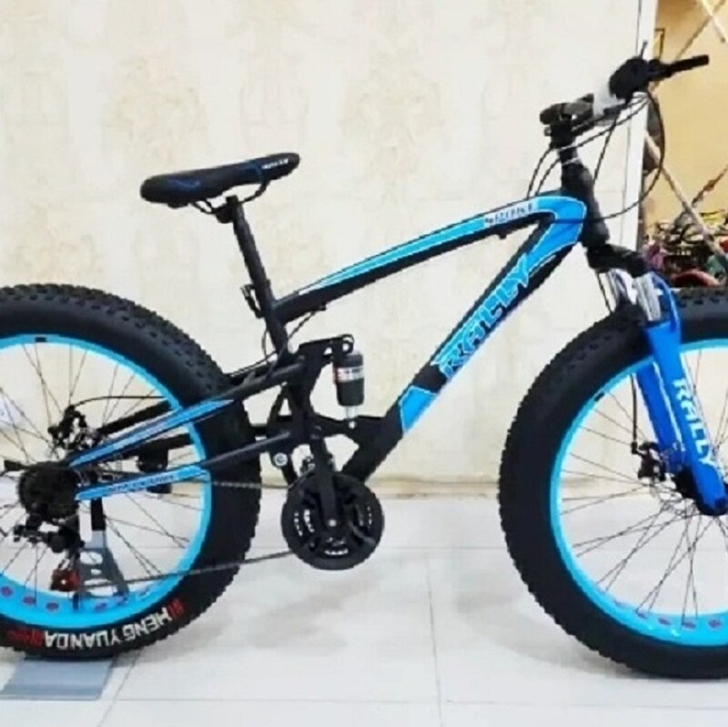 دوچرخه لاستیک پهن 26 رنگ آبی تمام وارداتی سبک با تنه آلومنیوم