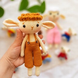 عروسک بره عروسک گوسفند بره کله فر مناسب سیسمونی نوزاد و بازی کودک