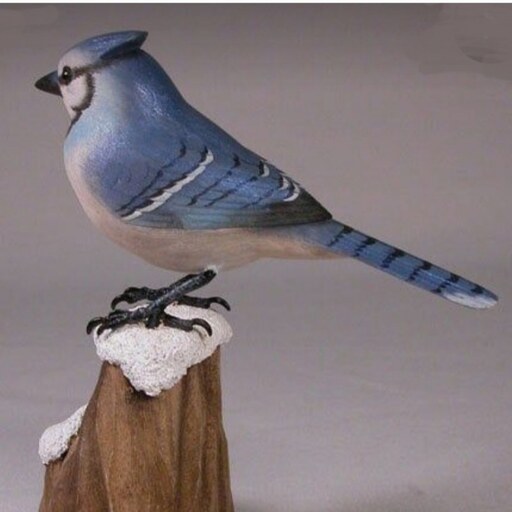 مجسمه چوبی پرنده جیجاق آبی فیگور نشسته