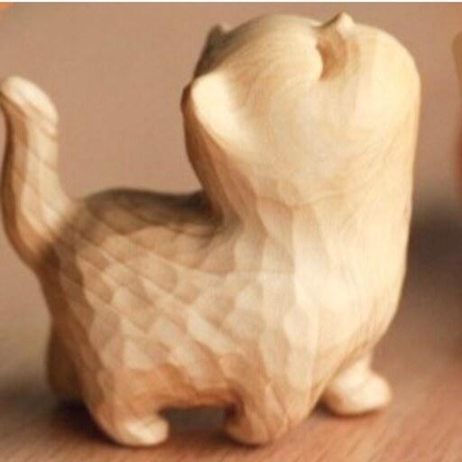 مجسمه گربه دلخور مینیمال چوبی