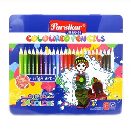 مداد رنگی 24 رنگ جعبه مقوای پارسیکار 