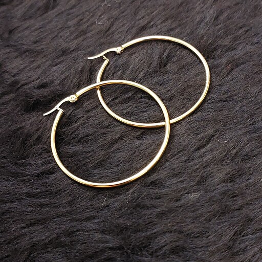 گوشواره طرح دایره یا حلقه بزرگ در 2 رنگ طلایی و مشکی ، استیل رنگ ثابت
