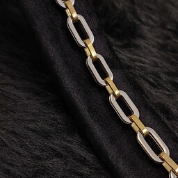 دستبند اسپرت مردانه و زنانه دوبل ، ترکیب رنگ طلایی نقره ای ، استیل رنگ ثابت ( هدیه روز پدر و مرد )