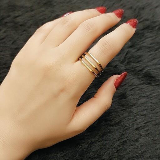 انگشتر زنانه و دخترانه اسپرت طرح جدید تار عنکبوتی طلایی ، استیل رنگ ثابت ، سایزبندی دارد 