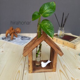 گلدان چوبی دستساز مدل کلبه 
