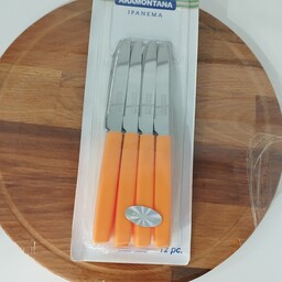 چاقو میوه خوری اره ای نارنجی آرامونتانا برزیلی بسته 12 عددی