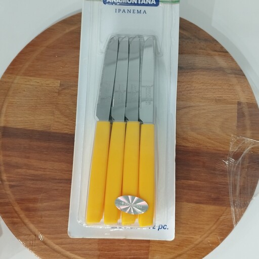 چاقو میوه خوری اره ای زرد آرامونتانا برزیلی بسته 12 عددی