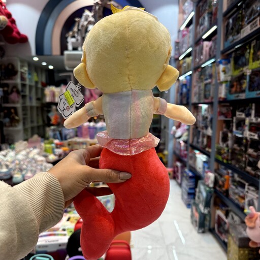 عروسک پولیشی پری دریایی سایز 35 سانت رنگ گلبهی پررنگ