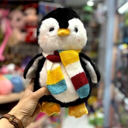 عروسک پولیشی پنگوئن شال گردن دار سایز 26 سانتی متر 