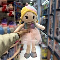 عروسک پولیشی دختر دامن دار مو بافت سایز 50 سانتی متر