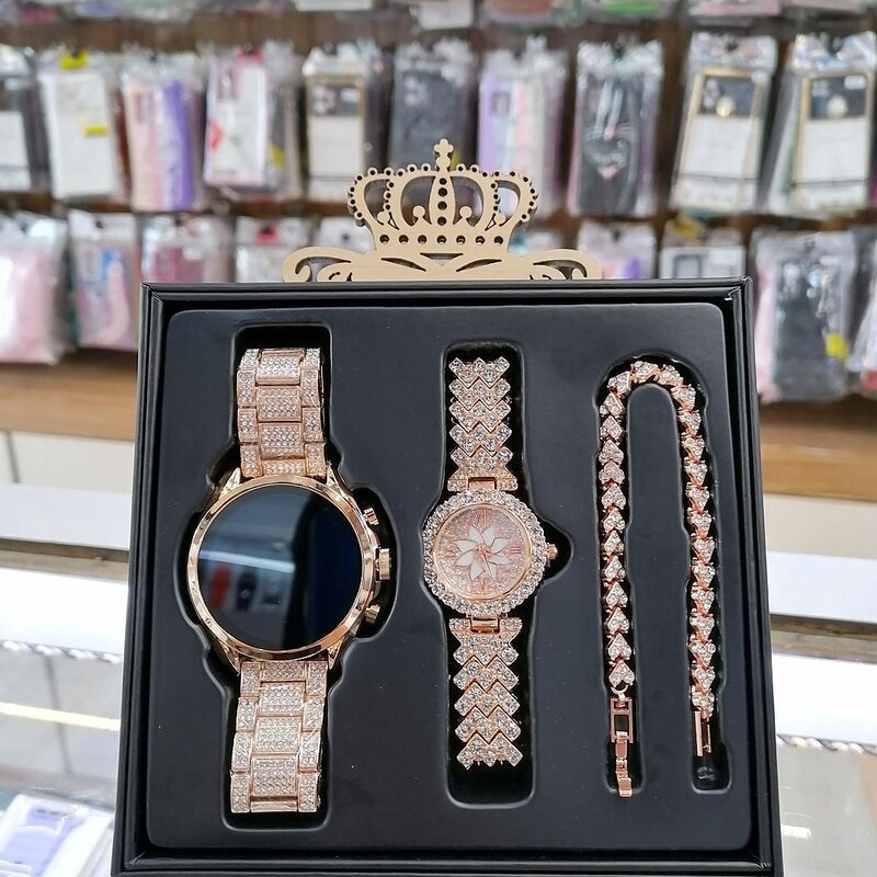 پک ساعت هوشمند زنانه RW17 یک عدد ساعت معمولی و دستبند