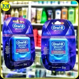 نخ دندان اورال بی سفید کننده نعناعی جرمگیر دندان آمریکایی 35 متری oral B 3d white floss 