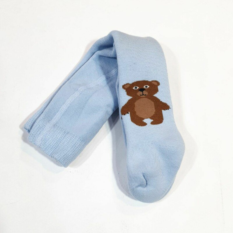 جوراب شلواری دخترانه داخل کلکی زمستانی سایز نوزادی تا 2 سال خرس آبی