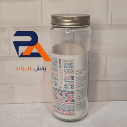 ظرف شیشه درب فلزی طرح استیل مدل  استوانه ای گرد  بانکه جار سایز1  برندپیشتازان   620میل 