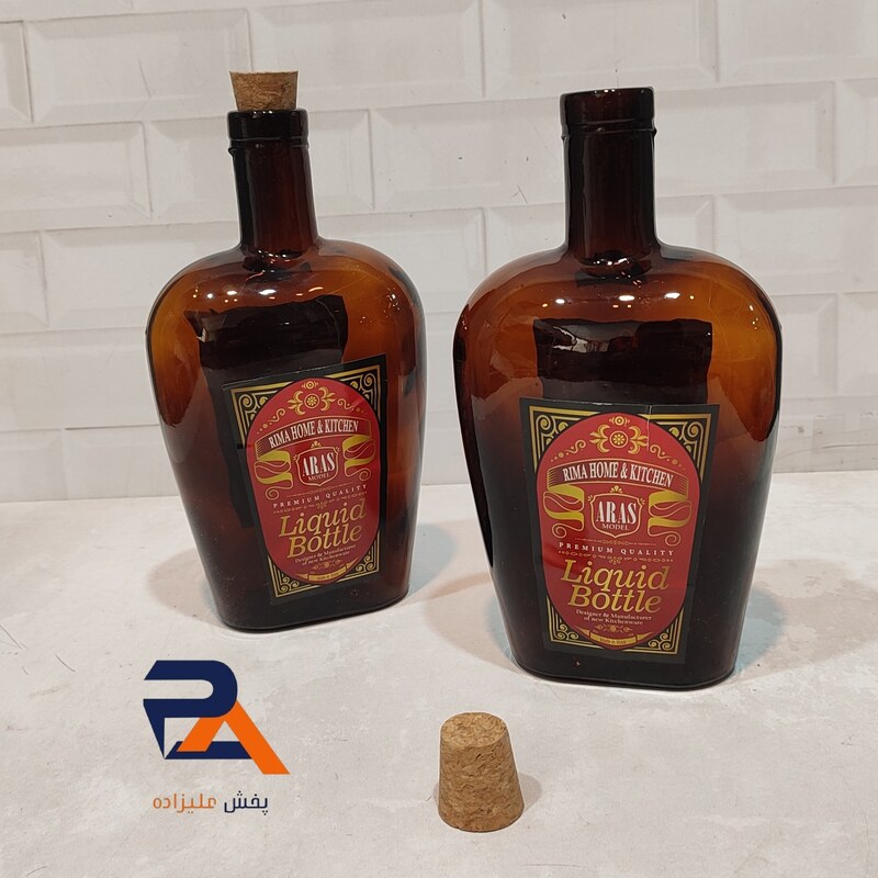 بطری شیشه ای قهوه ای ارس با درب چوب پنبه ای مناسب برای روغن آب  آبمیوه