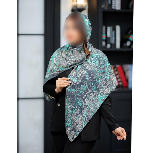 روسری نخی سیا اسکارف طرحدار  خوشگل و دلبر