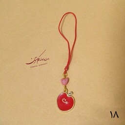 آویز فلش موبایل  کیف جامدادی سیب قرمز گلابتون
