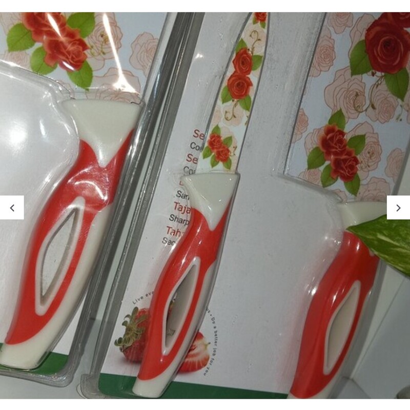 سرویس کارد و ساطور و پوست کن گل دار وارداتی کاربردی و کادویی .سرویس چاقو و ساطور و پوست گیر