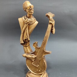 مجسمه گیتار طلایی  پلی استر  رنگ ثابت  قابل شستشو  مناسب دکوری 
