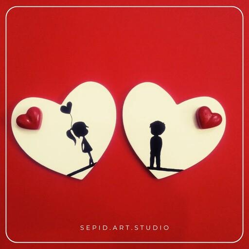 زیرلیوانی چوبی طرح عاشقانه مدل قلب نقاشی با دست