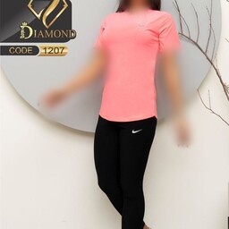  ست تیشرت و شلوار کمر گنی ورزشی زنانه جنس فلامنت دورو اعلا بیگ سایز 44 تا 48 با رنگبندی جذاب و متنوع