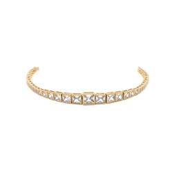 دستبند زنانه تنیسی طلایی برند CM عرض 8 میلیمتر