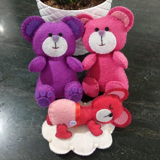 عروسک نمدی خرس گوگولی و زیبا در انواع رنگ ها