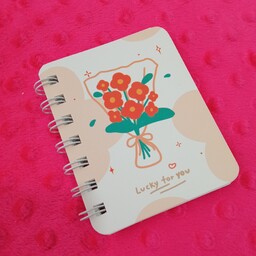 دفترچه سیمی فانتزی خط دار با طرح های گلی و جذاب