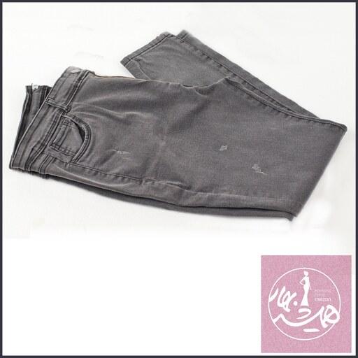 شلوار جین زنانه راسته تنگ کشی رنگ ذغالی -  سایز 46 -48-50- 52 