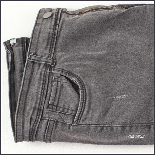 شلوار جین زنانه راسته تنگ کشی رنگ ذغالی -  سایز 46 -48-50- 52 