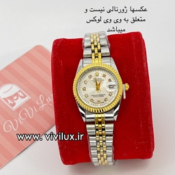 ساعت رولکس زنانه  صفحه نقره ای خاص شب نما قفل تاج دار با گارانتی موتور ROLEX