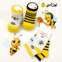 جوراب نخی تا به تا نوزادی طرح زنبوری بسیار باکیفیت