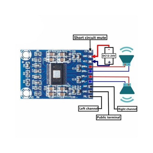 ماژول آمپلی فایر استریو 2 در 50 وات با آی سی Tpa3116d2 مدل 32 پایه