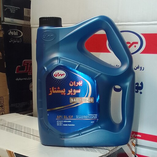 روغن موتور بهران سوپر پیشتاز نیمه سنتتیک SL 10w40چهار لیتری مخصوص 206 تیپ 5 و تیپ 6  رانا و 207 و پرشیا tu5