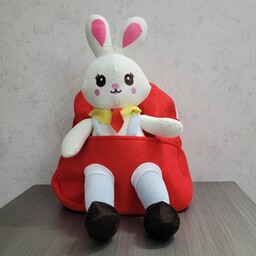 کوله کودکان به همراه عروسک خرگوش رنگ نارنجی سایز متوسط