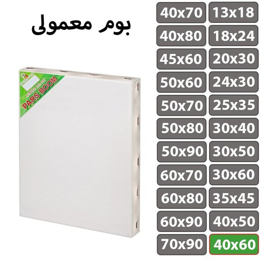 بسته 2 عددی بوم نقاشی معمولی سایز 40 در 60 سانتی متر پارس بوم