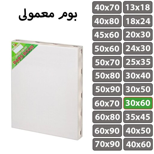 بسته 2 عددی بوم نقاشی معمولی سایز 30 در 60 سانتی متر پارس بوم