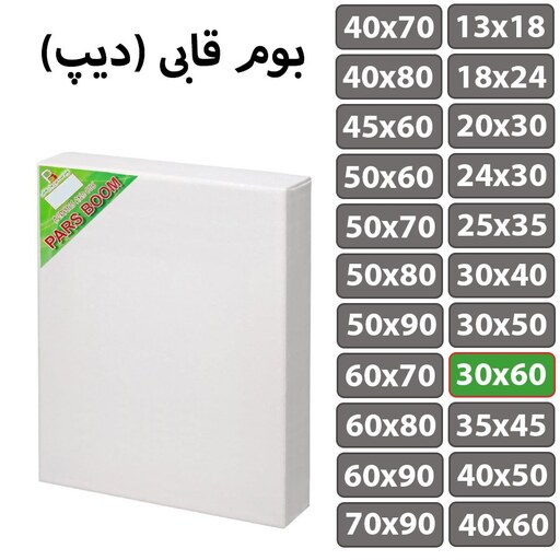 بسته 2 عددی بوم نقاشی قابی (دیپ) سایز 30 در 60 سانتی متر پارس بوم