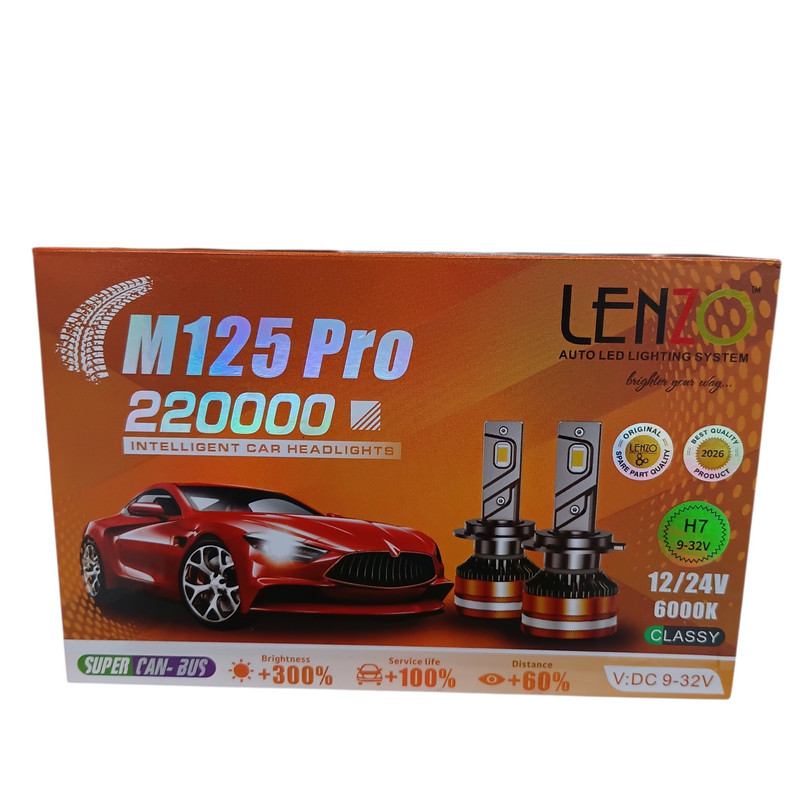 هدلایت لنزو مدل M125 pro پایه H7 بسته 2 عددی اصلی