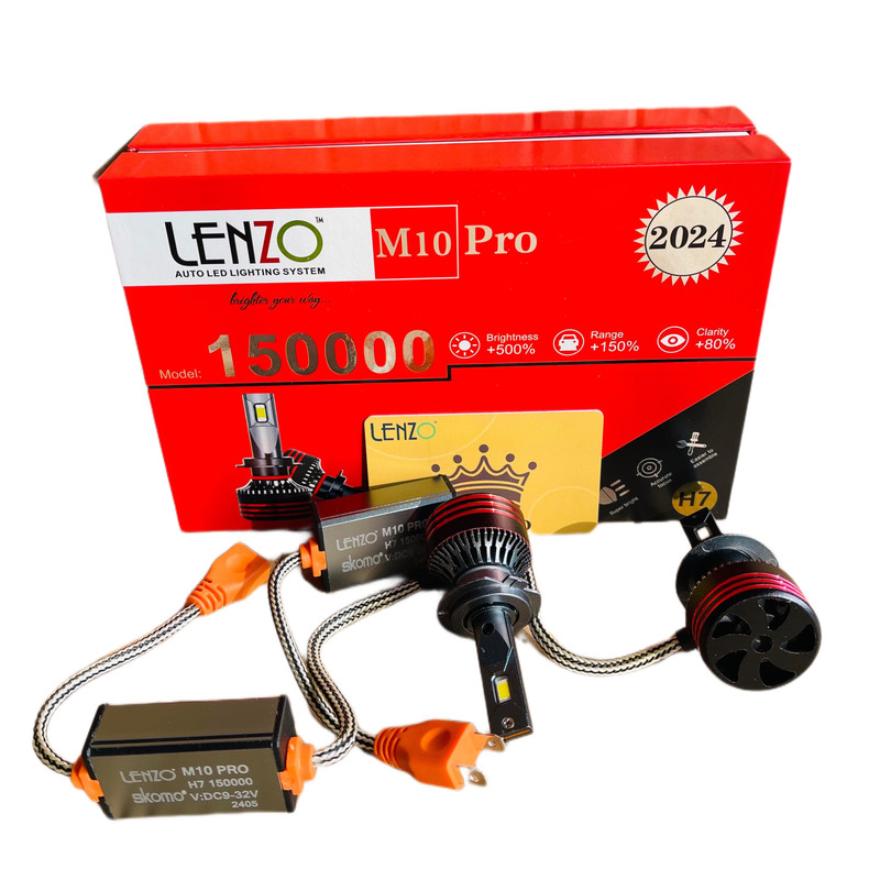 هدلایت لامپ خودرو لنزو مدل M10 PRO پایه H7 بسته دو عددی