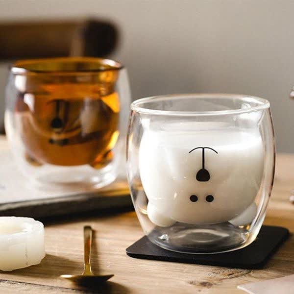 لیوان پیرکس دوجداره خرسی  