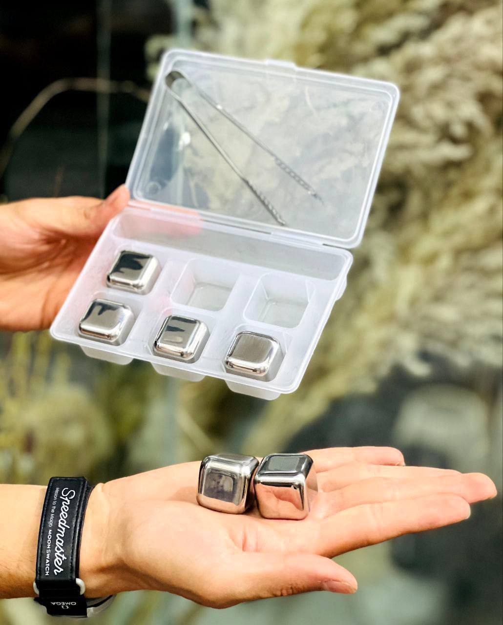 یخ استیل طلایی با انبر  