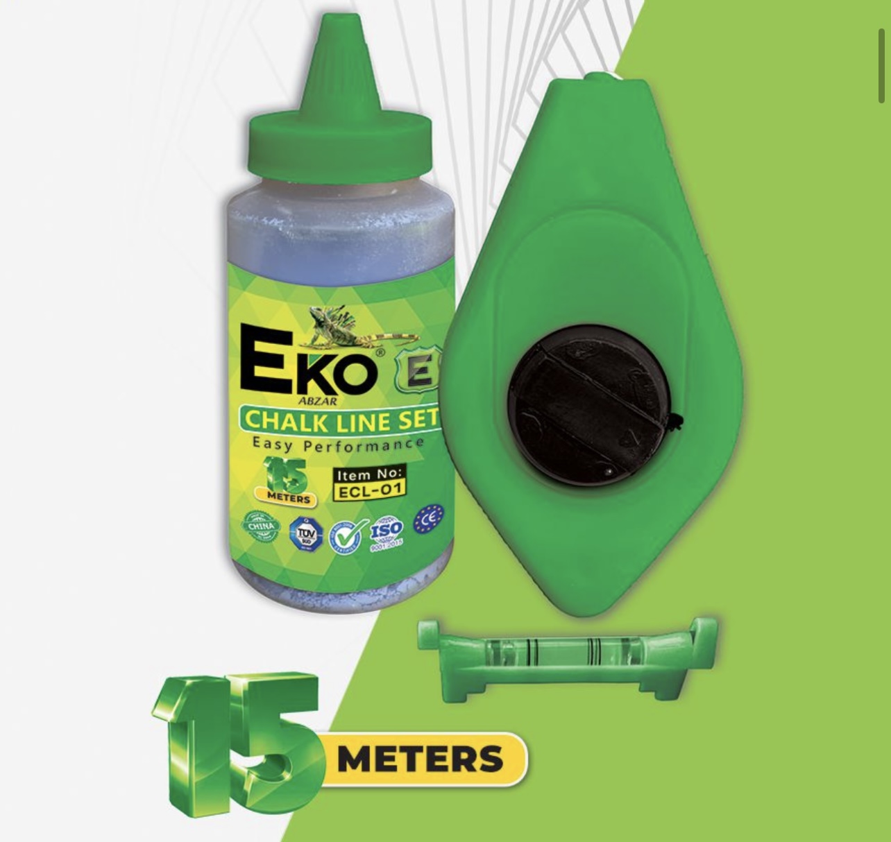 چاک لاین 15 متری با پودر رنگی و آب تراز