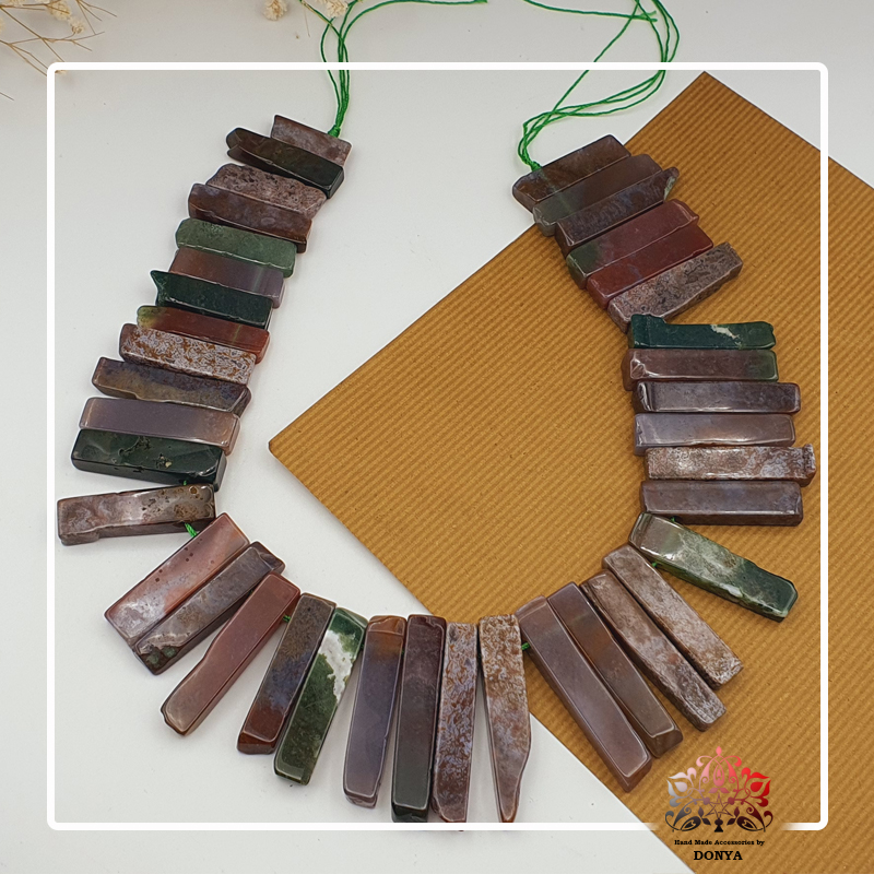 ریسه سنگ آویزی عقیق خزه ای