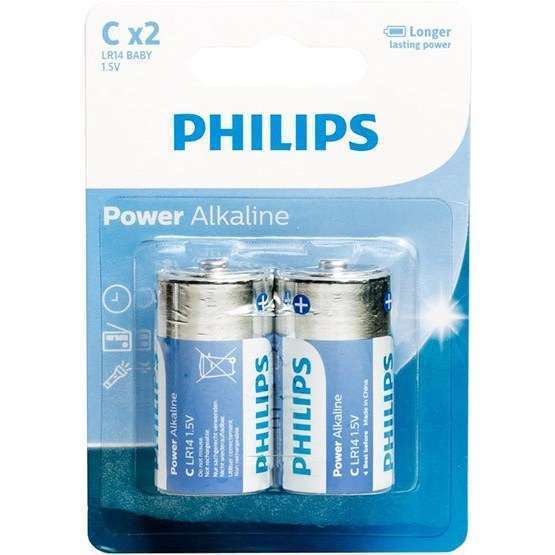 باطری فیلیپس c متوسط 2 تایی پاور آلکالاین power alkaline
