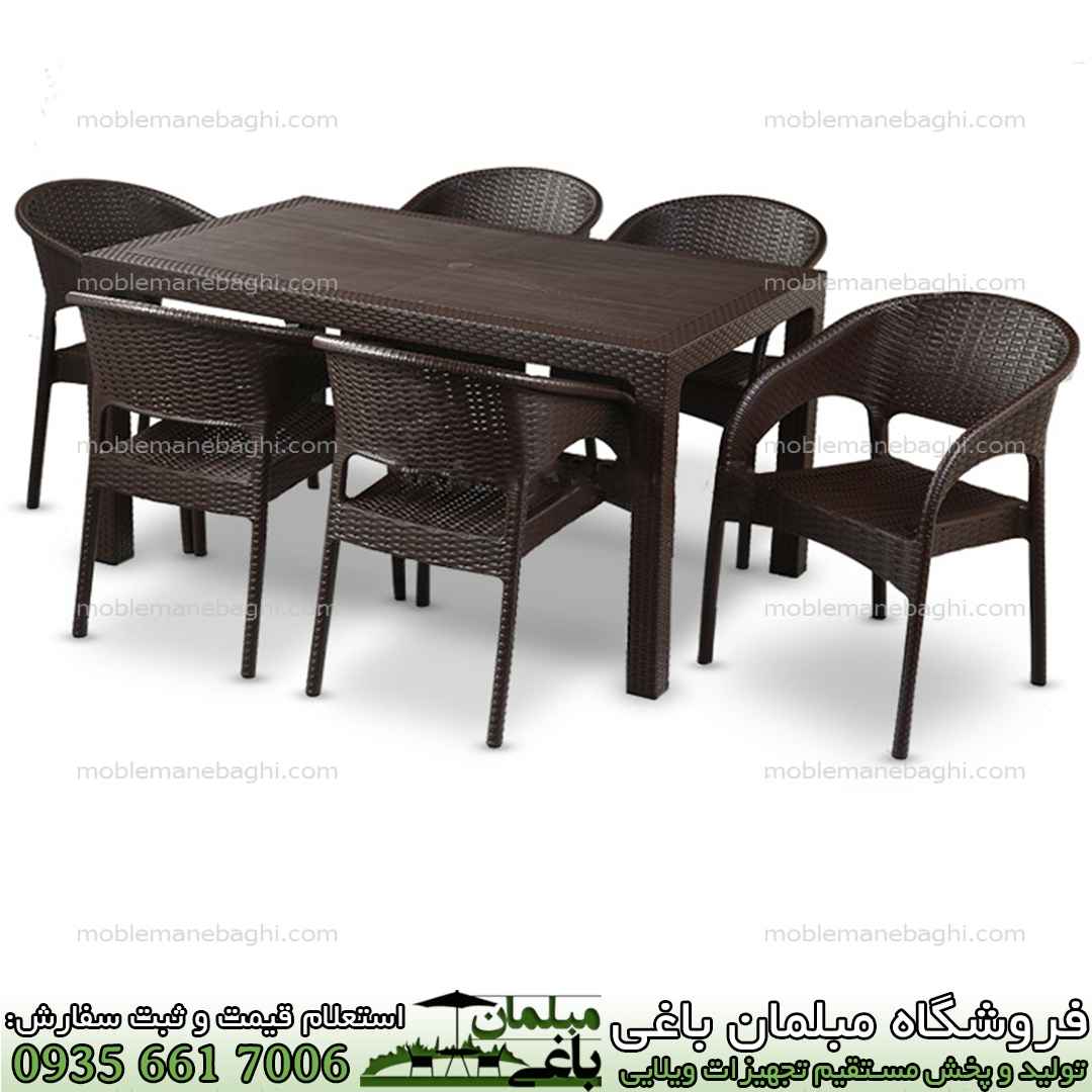 ست  میز وصندلی 6نفره پلاستیکی  حصیری ناصر کد 992-321