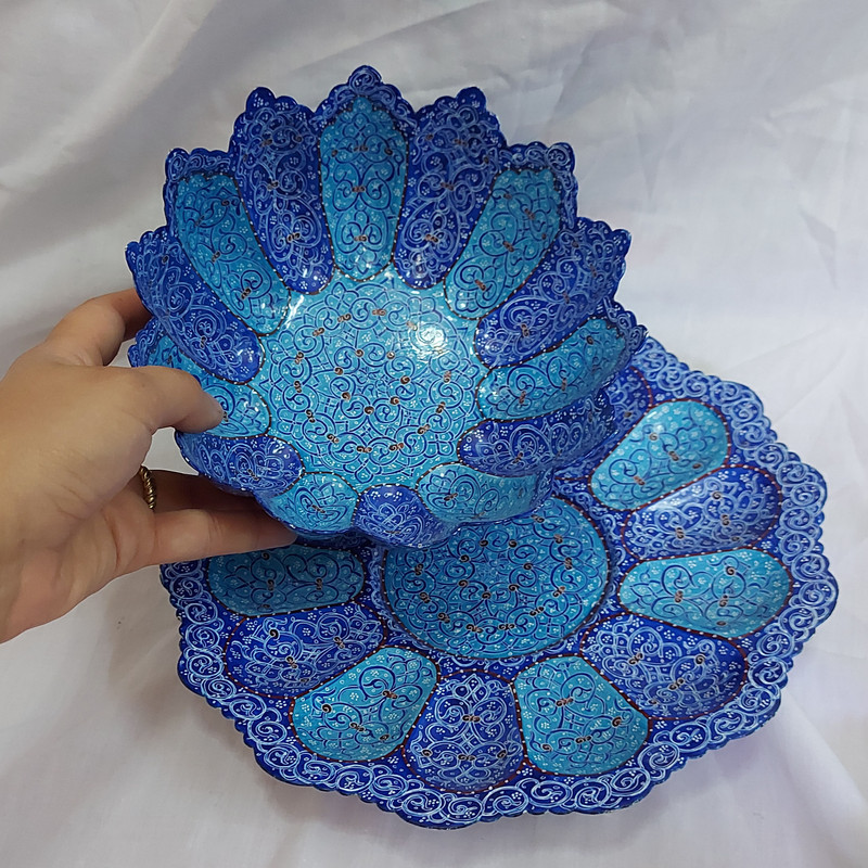 ست کاسه و بشقاب میناکاری مدل اسلیمی کد 8560